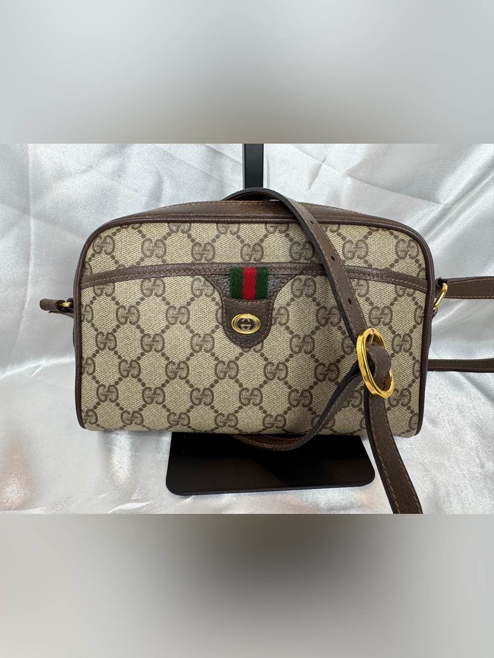 Gucci Vintage GG Supreme Web Sherry Line Crossbody/Shoulder Bag & Dusty w/ COA